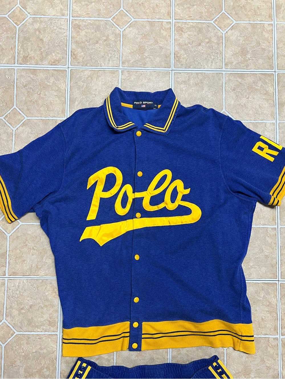 Polo Sport Blue and Yellow Baseball Knit Shirt Jacket